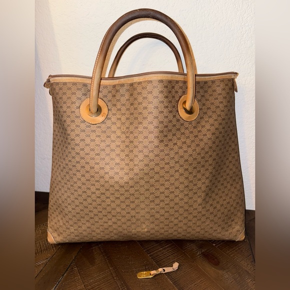 Gucci Handbags - Gucci Brown Monogram Tote Bag Vintage